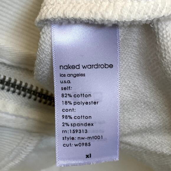 NEW Naked Wardrobe Boyfriend Oversized Full Zip Hoodie in White - Picture 7 of 10